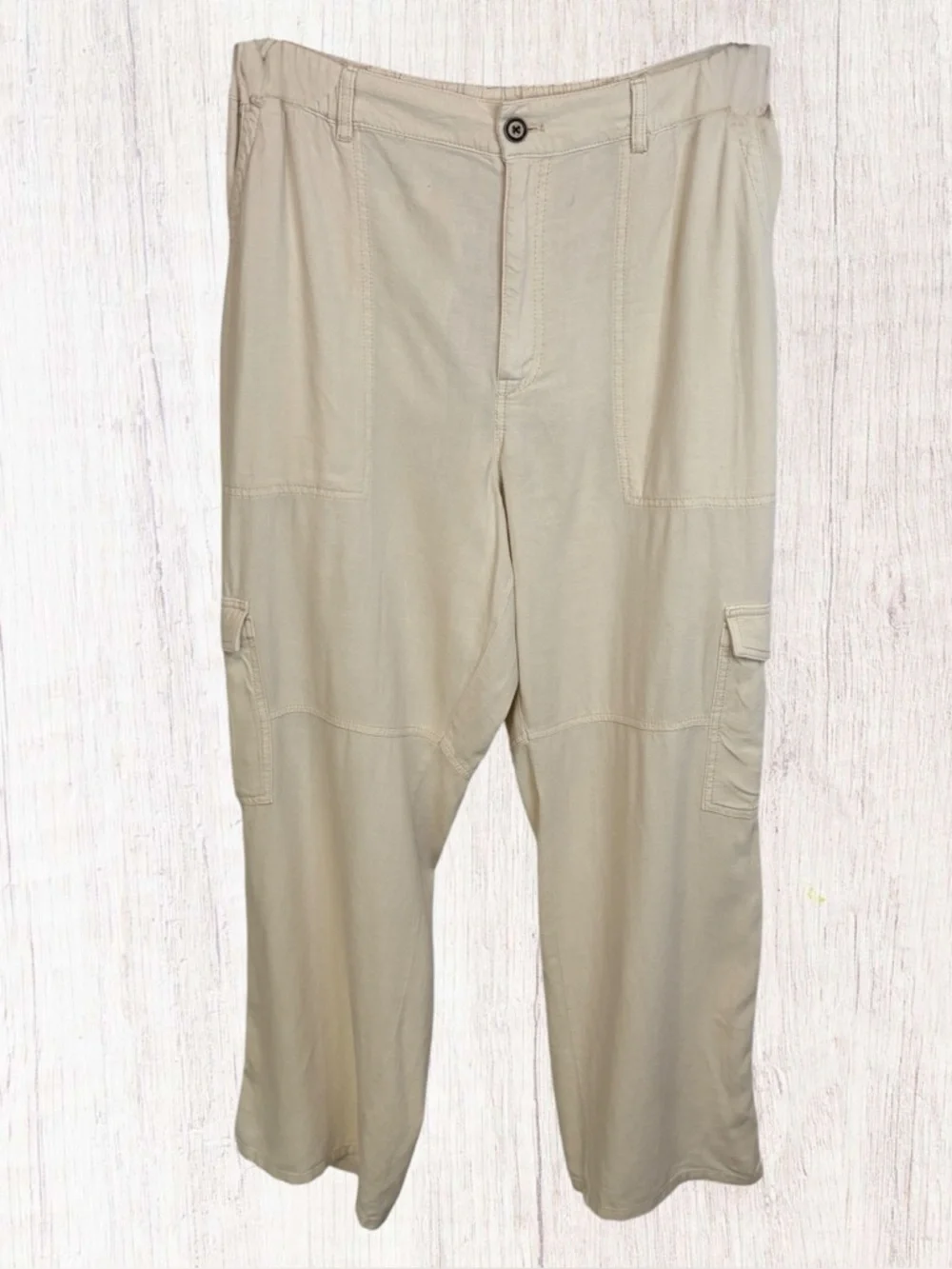 PILCRO Anthropologie Slim Beach Cargo Pants Linen Blend - Picture 4 of 12